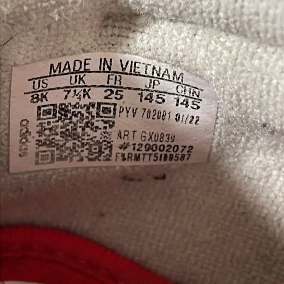 ADIDAS DISNEY Kids Unisex Shoes White & Red Size 8K Pull On Velcro - Picture 12 of 13